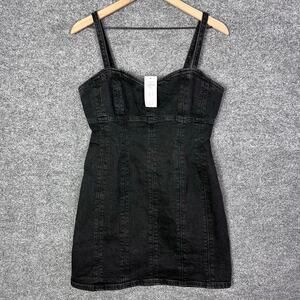 NEW $60 SOCIAL TOURIST Hollister Denim Black‎ Mini Dress Size M